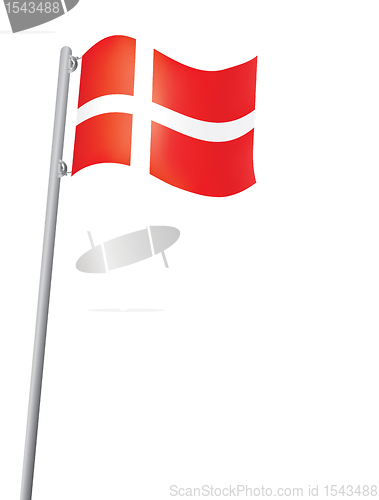 Image of Danish flag on a flagstaff  