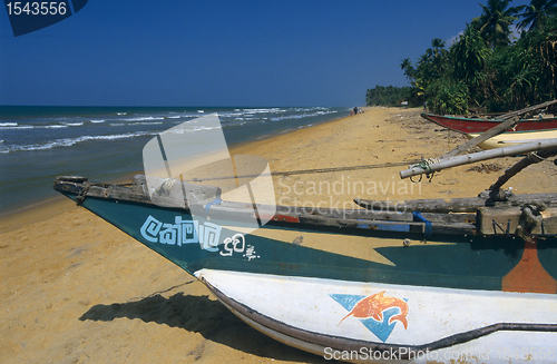 Image of Local boats Kalutara  beach Sri Lanka