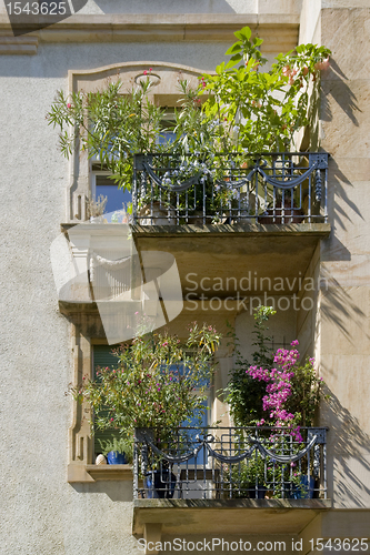 Image of sunny illuminated balcony