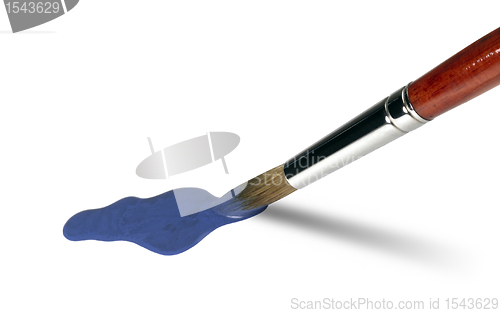 Image of brush tip and blue paint