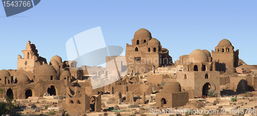 Image of egyptian mausoleums in sunny ambiance