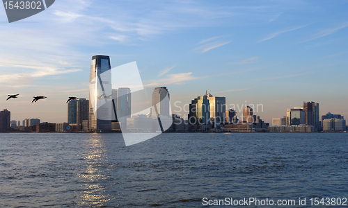 Image of New Jersey skyline at evening time