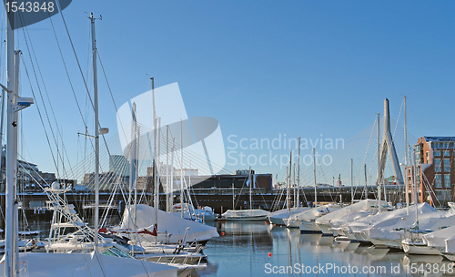 Image of Boston harbour in sunny ambiance