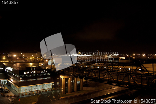 Image of ferry port at night