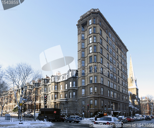 Image of Boston street scenery at winter time