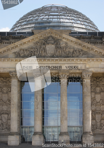 Image of detail of the Reichstag in Berlin with cupola