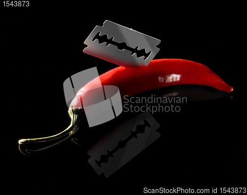 Image of razor blade and chili