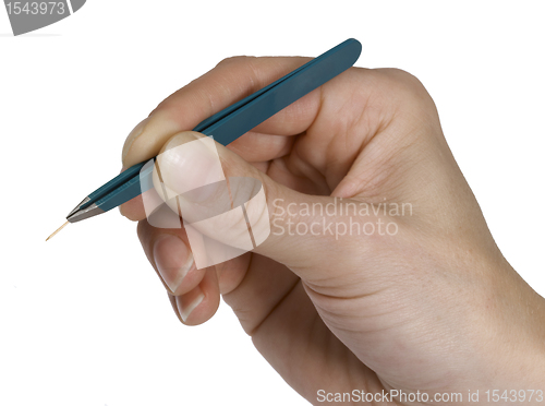 Image of tweezers and splinter