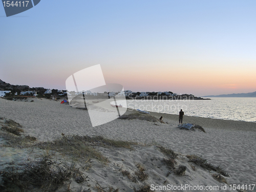 Image of coastal scenery in Greece at evening time