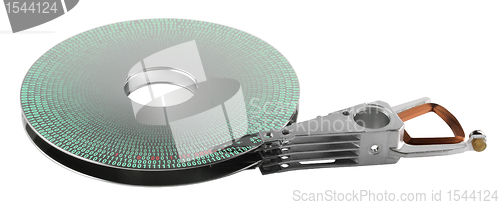 Image of hard disk platter and actuator arm