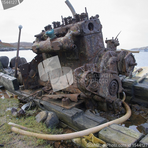 Image of old rusty diesel engine