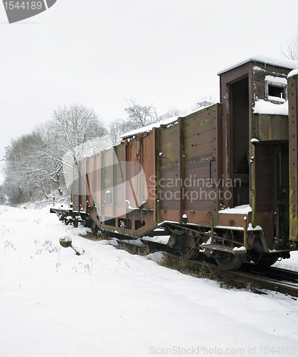 Image of old railway car at winter time
