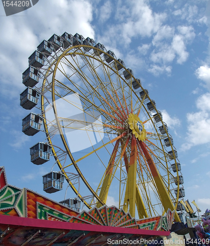 Image of big wheel and blue sky