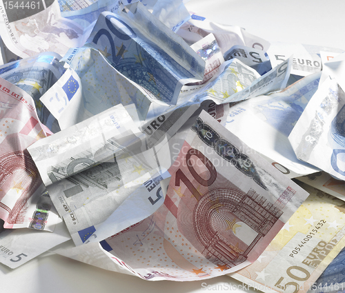 Image of crumbled euro banknotes