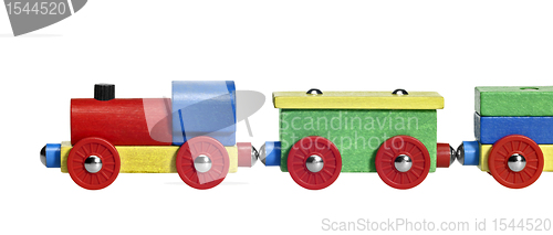 Image of sideways wooden toy train