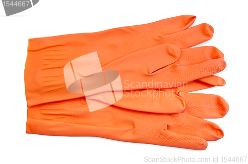 Image of Orange rubber gloves