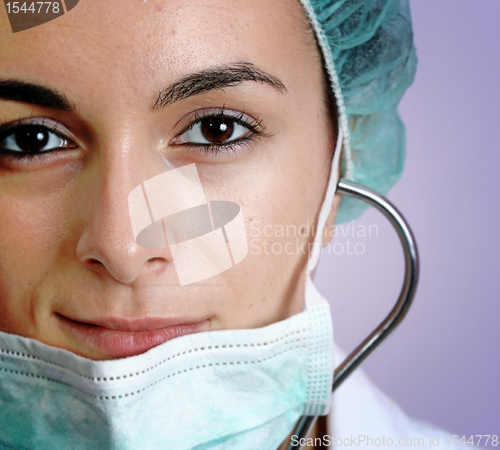 Image of Young doctor with stethoscope.