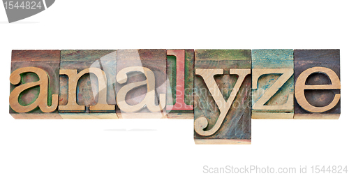 Image of analyze  - word in letterpress type