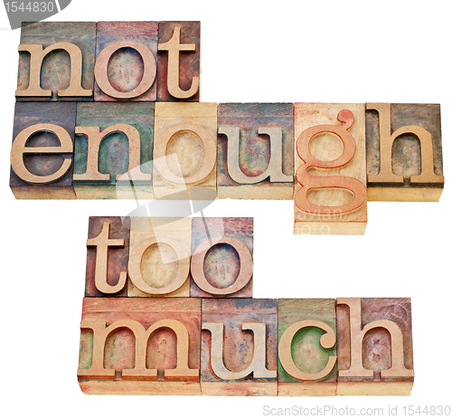 Image of not enough, too much