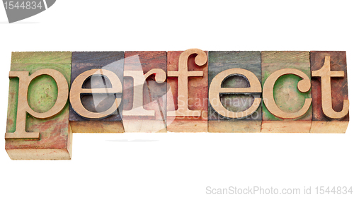 Image of perfect word in letterpress type