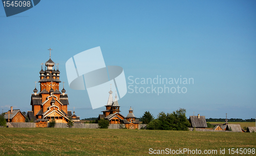 Image of Village with a wooden church