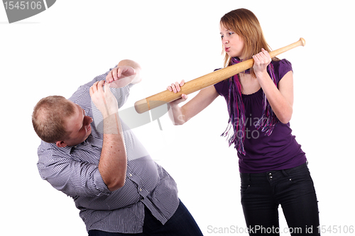 Image of Young man and girl joking