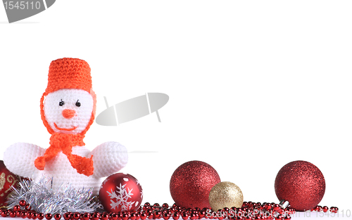 Image of Funny snowman at the white background