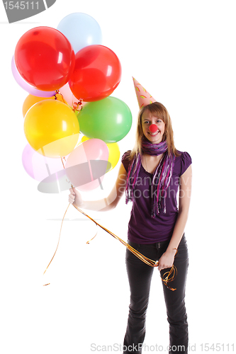 Image of Girl with colored baloons