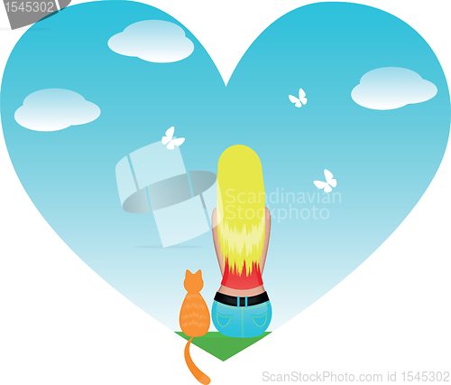 Image of girl or woman with cat