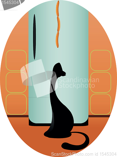 Image of cat and sausages