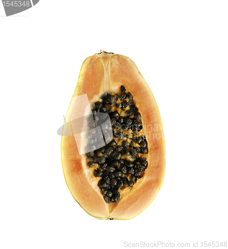 Image of Papaya fruit sliced on half isolated