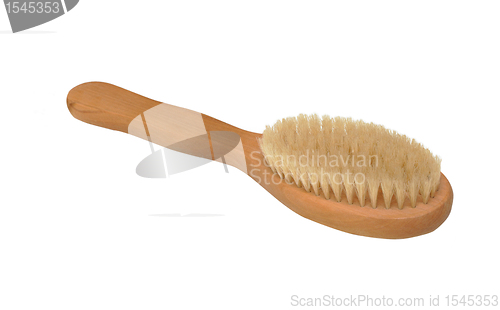 Image of wooden soft body brush isolated