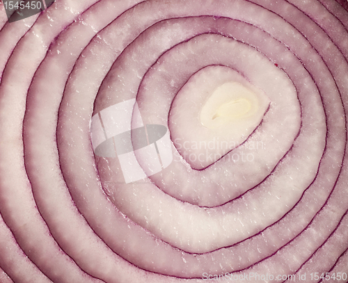 Image of sliced red onion on white background