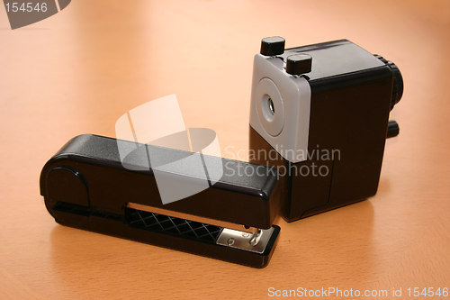 Image of stapler and pencil sharpener