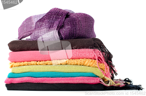 Image of Pile of colorful scarves