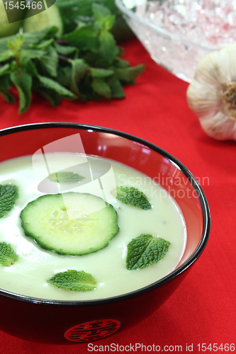 Image of Asian iced cucumber soup with yogurt