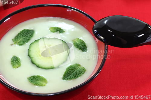Image of Asian iced cucumber soup with garlic