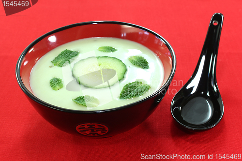 Image of Asian iced cucumber soup with mint