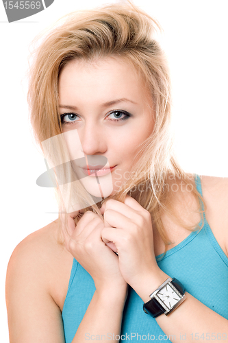 Image of Closeup portrait of pretty young blonde