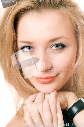 Image of Closeup portrait of pretty young blonde