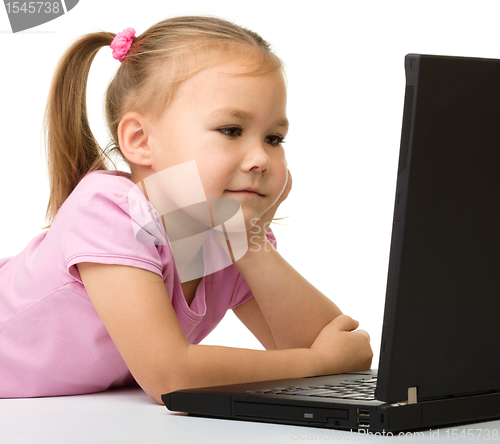 Image of Little girl with laptop