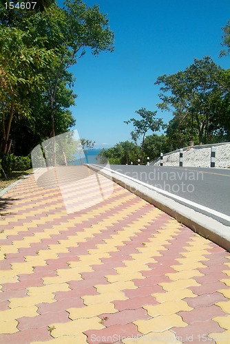 Image of Road and colourful pavement