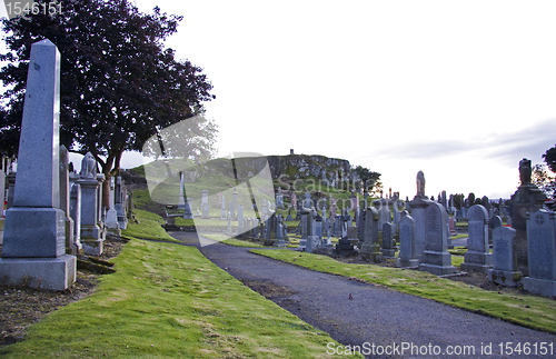 Image of track through cemetery