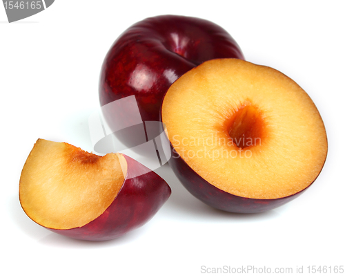 Image of Fresh plum on a white background