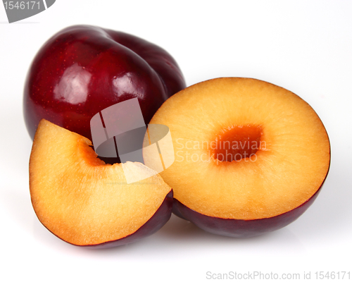 Image of Fresh plum on a white background