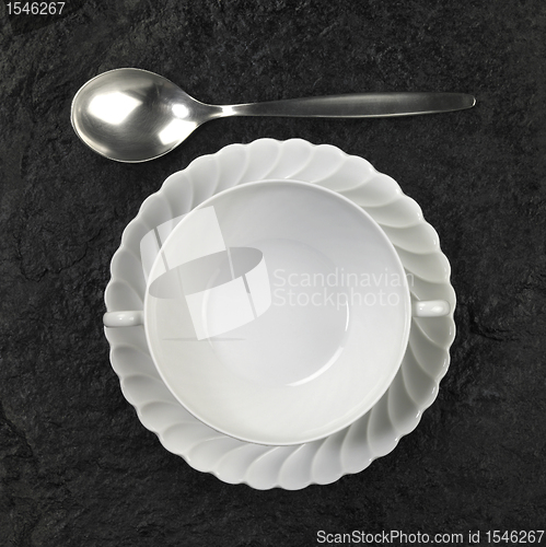 Image of soup plate and spoon