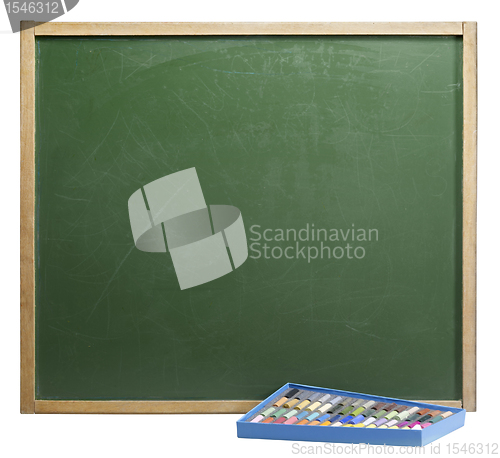 Image of blackboard edge and crayons