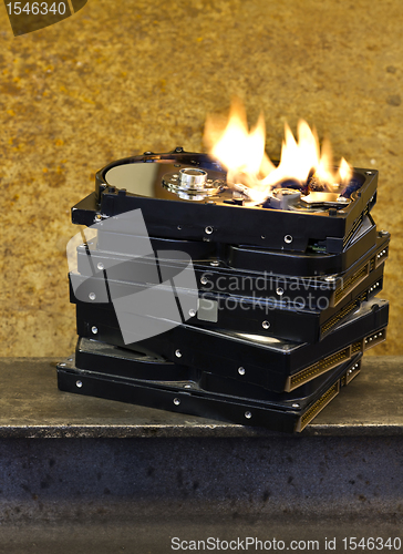 Image of burning hard disks