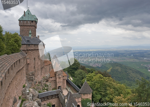 Image of Haut-Koenigsbourg Castle in stormy ambiance