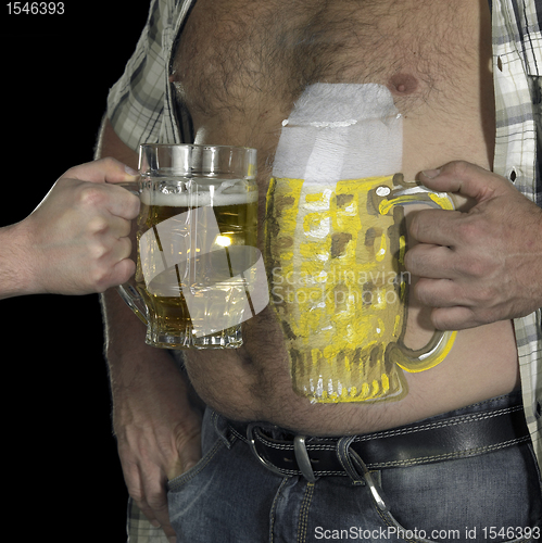 Image of man and painted beer belly